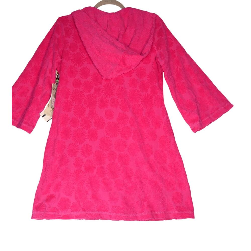 PJ Salvage Beach Cover Up Womens Small Hot Pink Terry Hooded Sunburst Mini - Picture 7 of 15